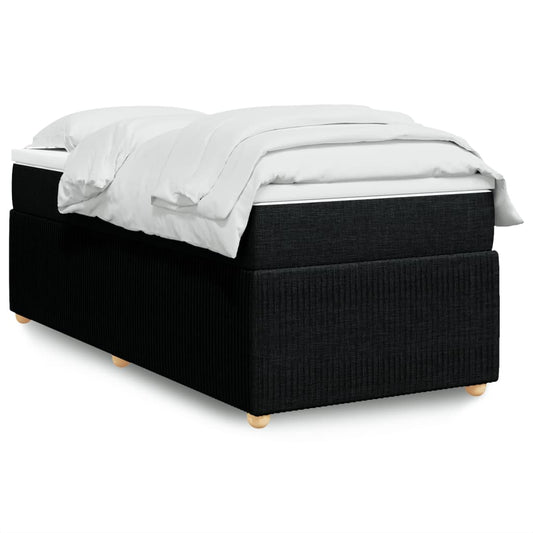Lit à sommier tapissier avec matelas tissu noir 90x200 cm