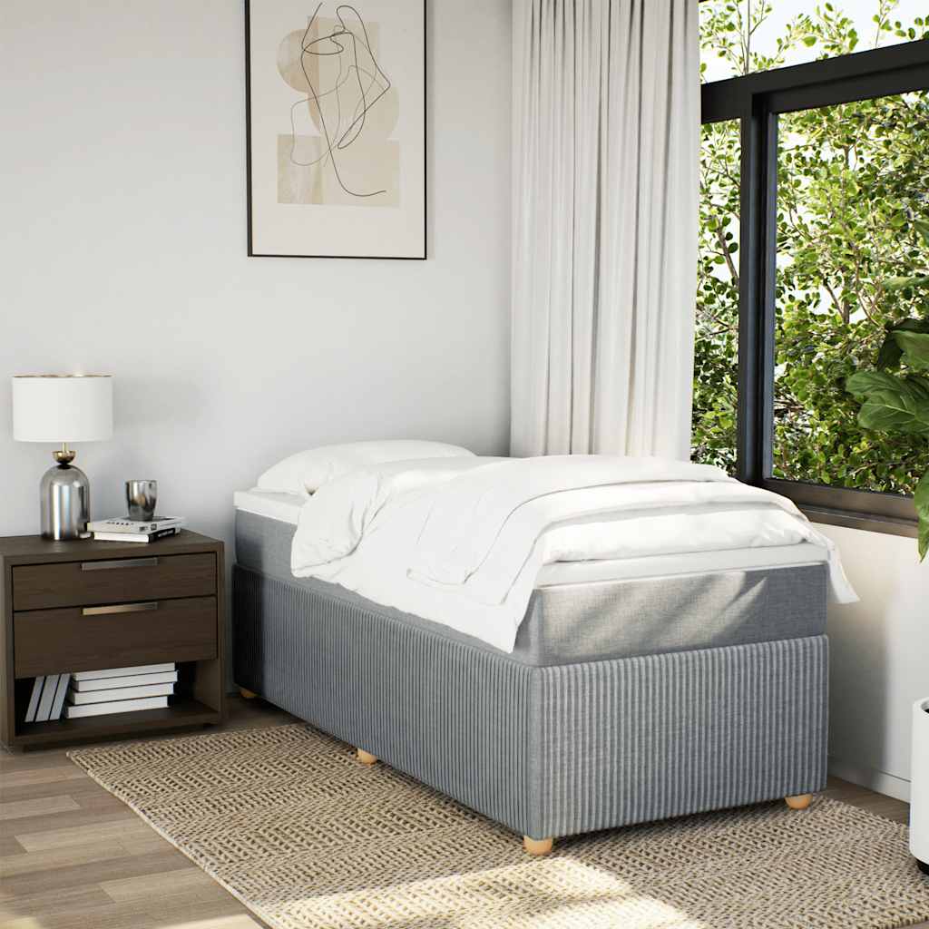 Boxspringbett mit Matratze Hellgrau 100x200 cm Stoff