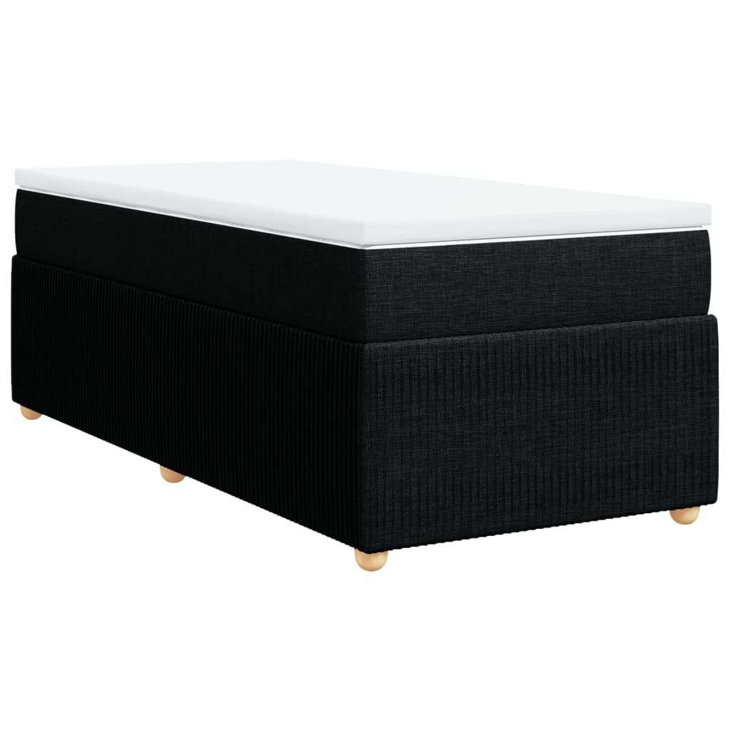Lit à sommier tapissier avec matelas tissu noir 100x200 cm