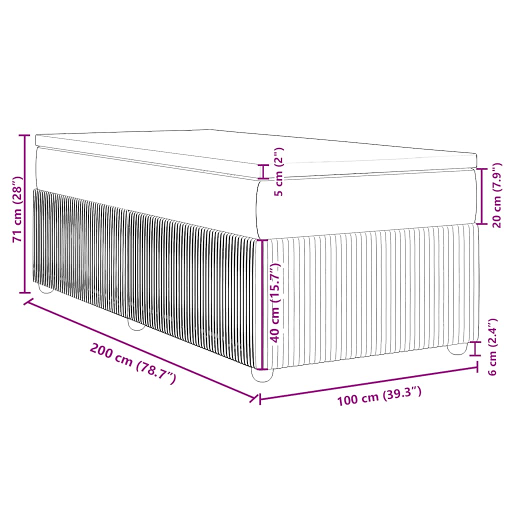 Boxspringbett mit Matratze Creme 100x200 cm Stoff