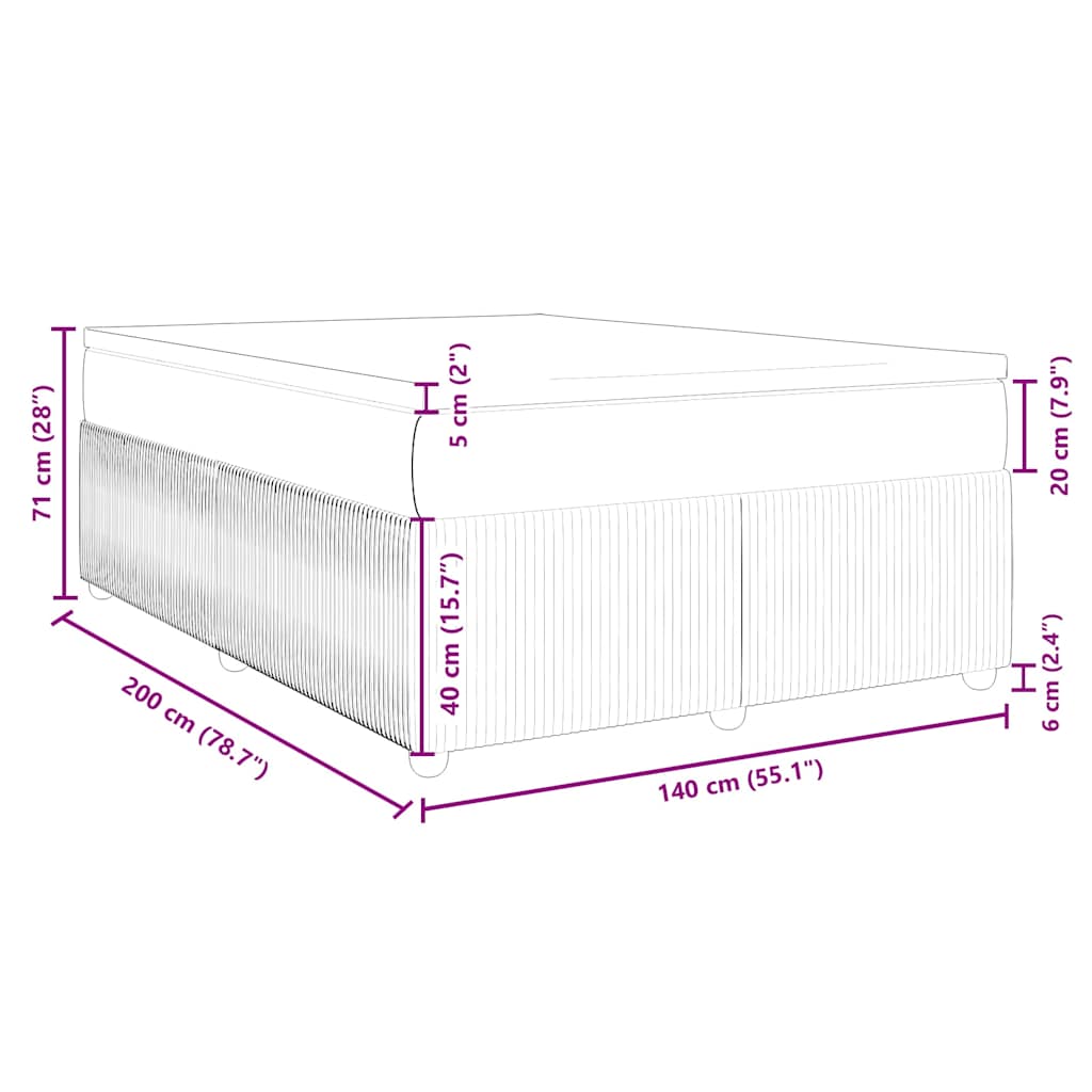 Boxspringbett mit Matratze Taupe 140x200 cm Stoff