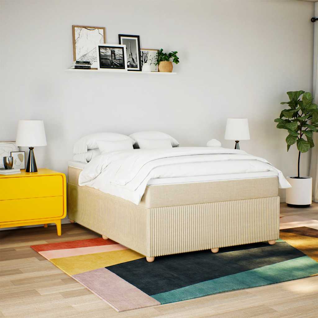 Boxspringbett mit Matratze Creme 140x200 cm Stoff