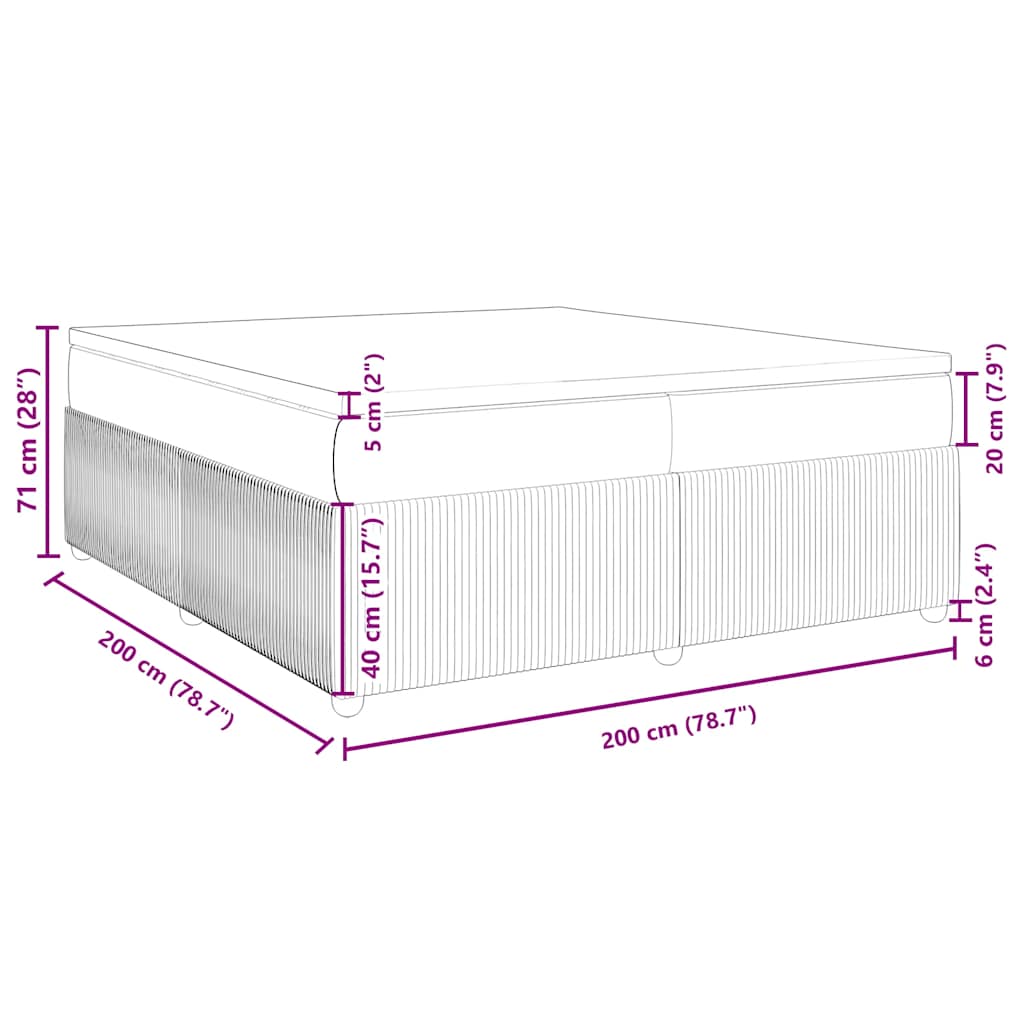 Boxspringbett mit Matratze Dunkelgrau 200x200 cm Stoff