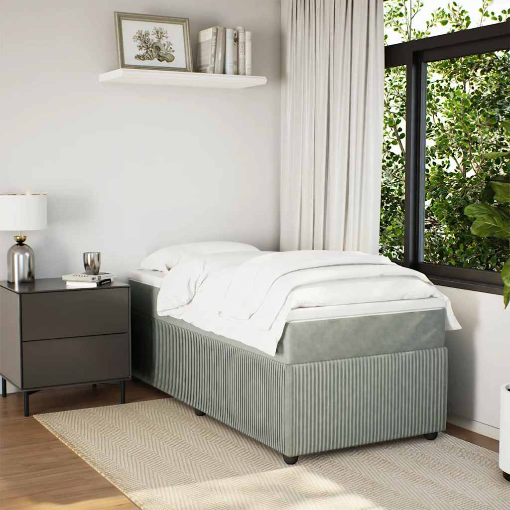 Boxspringbett mit Matratze Hellgrau 90x190 cm Samt