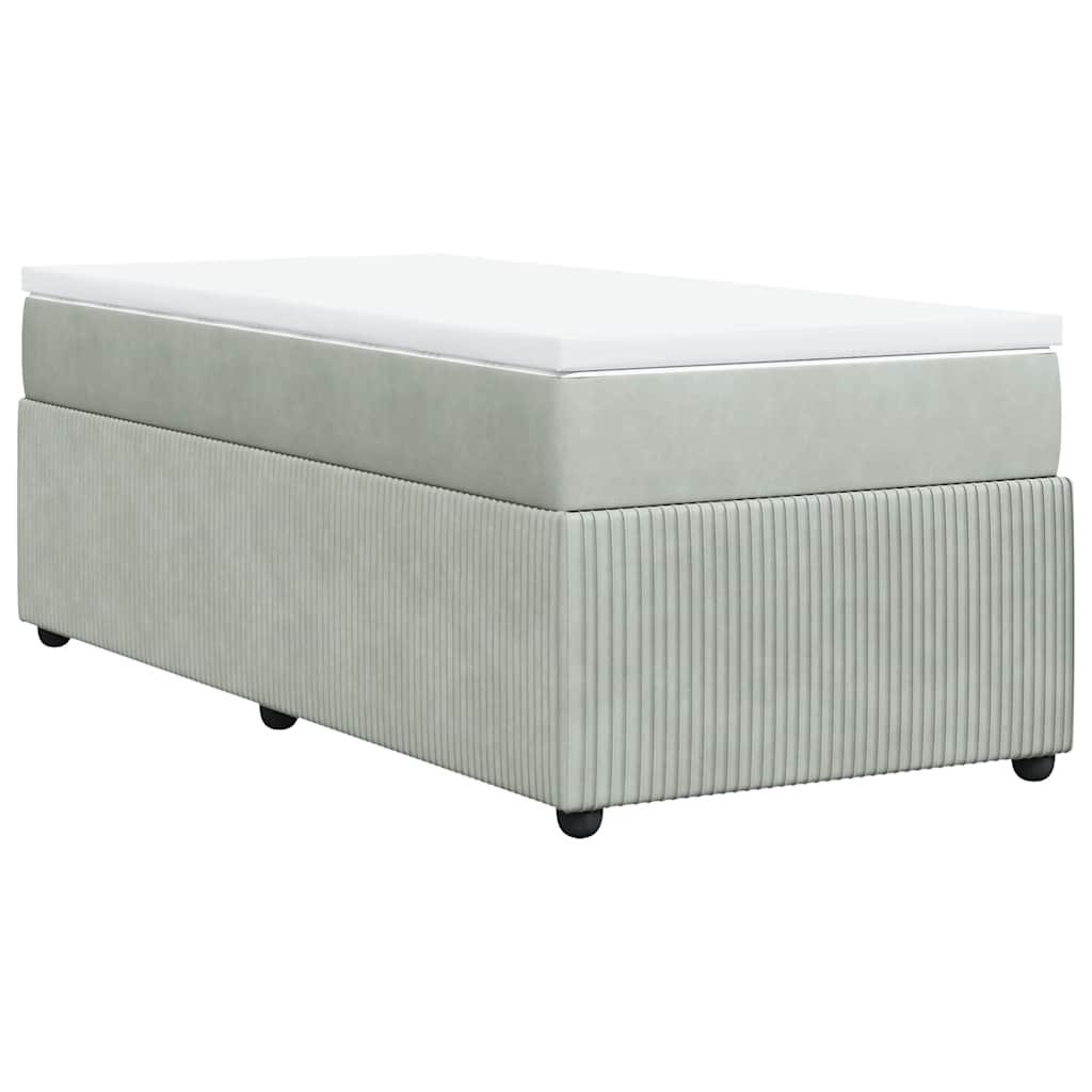 Boxspringbett mit Matratze Hellgrau 90x190 cm Samt