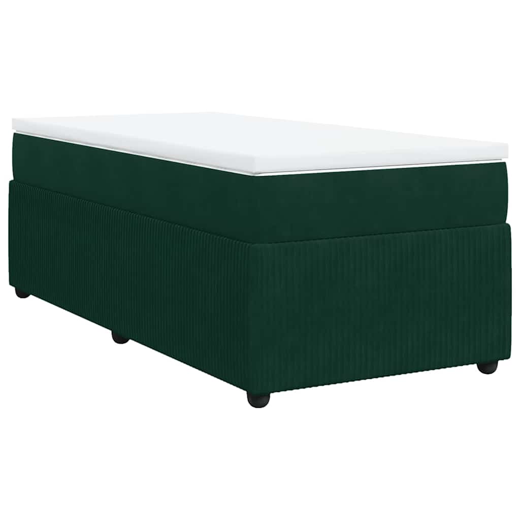 Boxspringbett mit Matratze Dunkelgrün 90x190 cm Samt