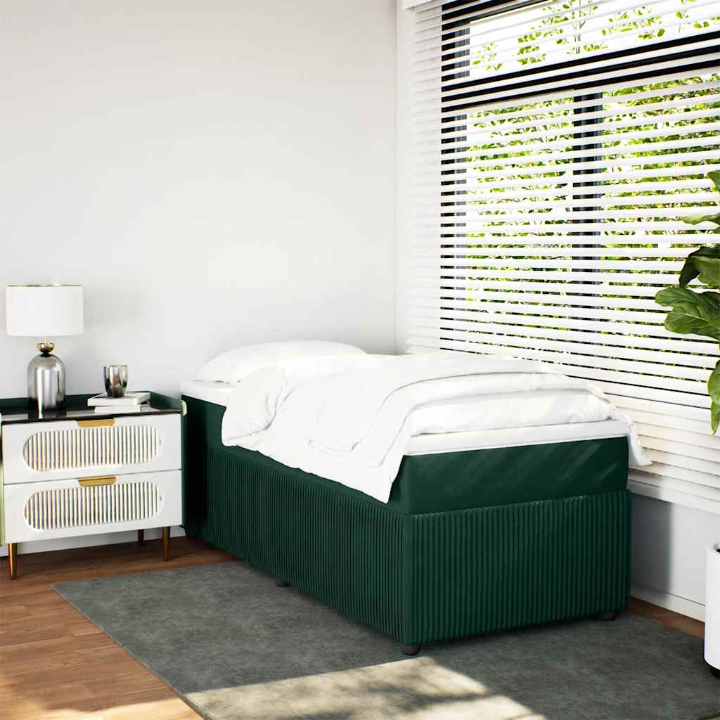 Boxspringbett mit Matratze Dunkelgrün 90x190 cm Samt