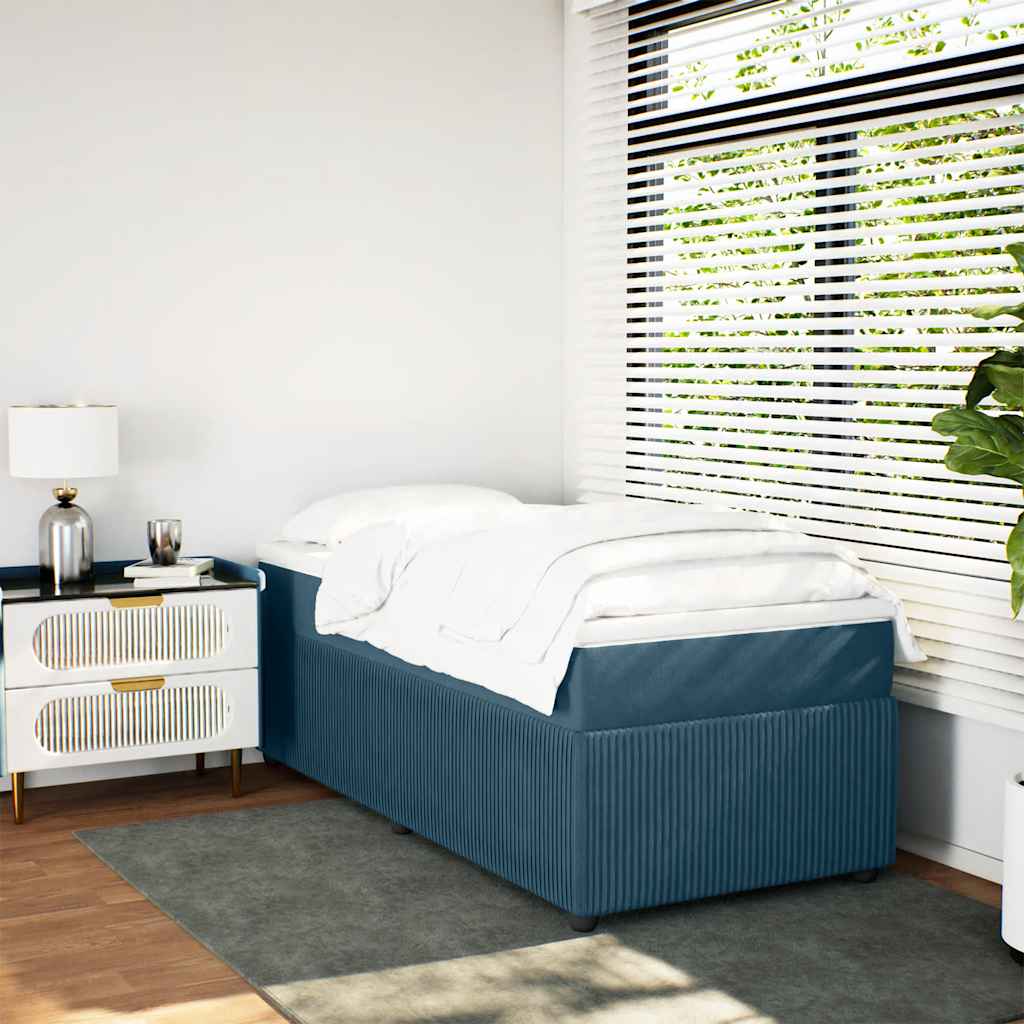 Boxspringbett mit Matratze Dunkelblau 90x190 cm Samt