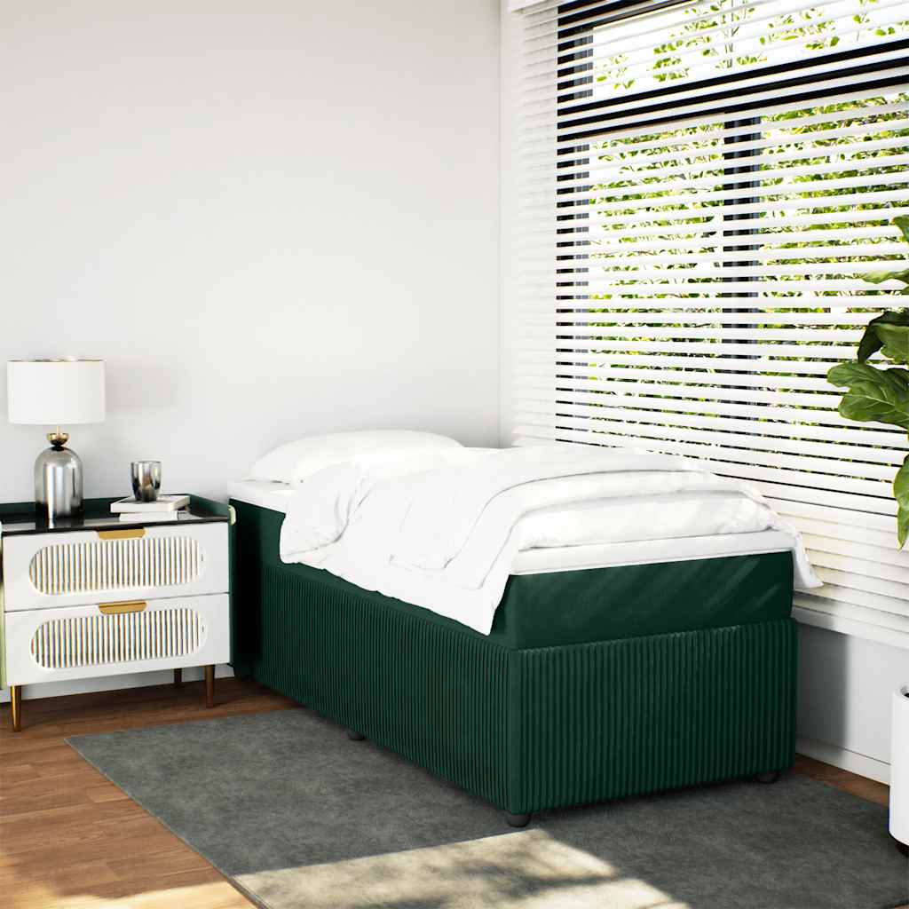 Boxspringbett mit Matratze Dunkelgrün 90x200 cm Samt