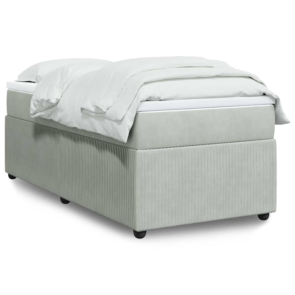 Boxspringbett mit Matratze Hellgrau 100x200 cm Samt