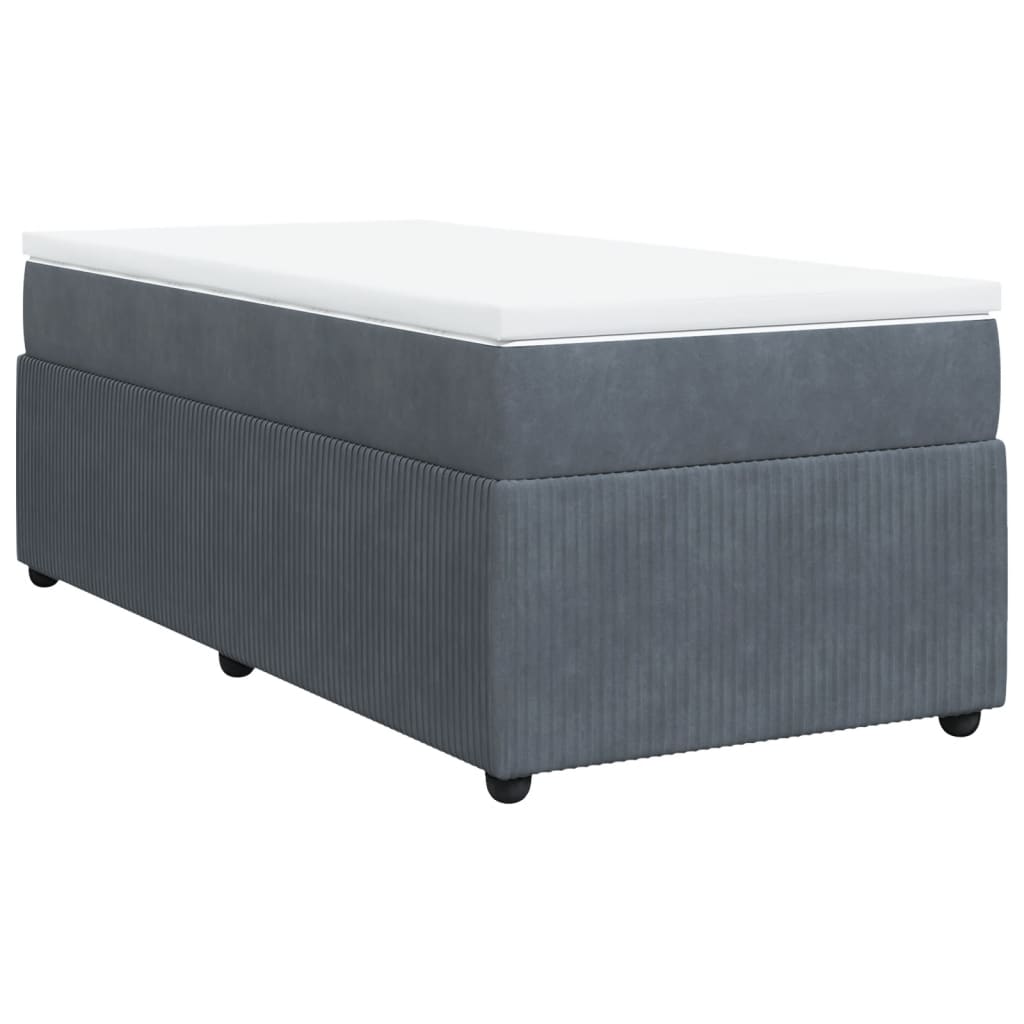 Sommier tapissier avec matelas gris foncé 100x200 cm velours