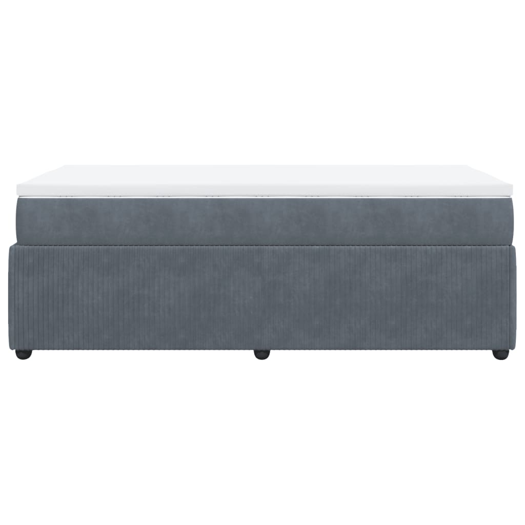 Sommier tapissier avec matelas gris foncé 100x200 cm velours