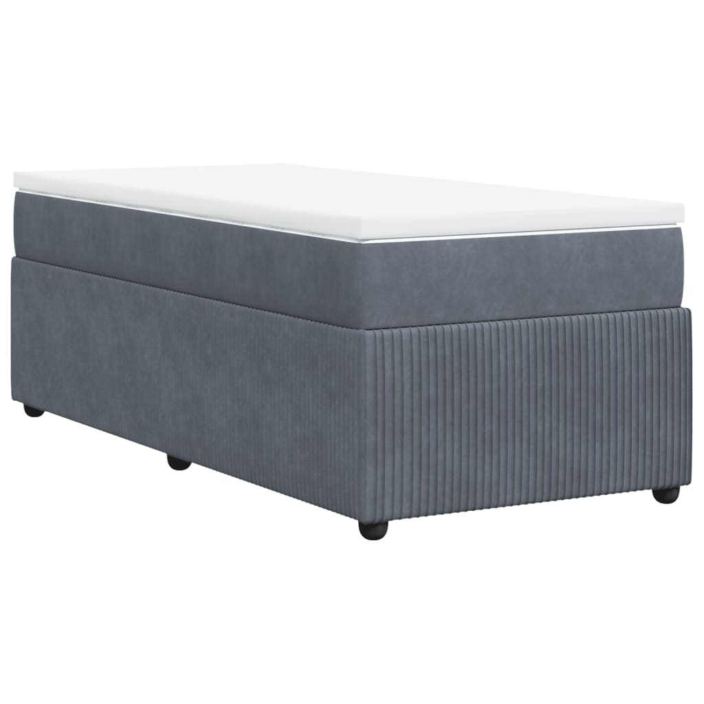 Sommier tapissier avec matelas gris foncé 100x200 cm velours