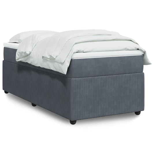 Sommier tapissier avec matelas gris foncé 100x200 cm velours