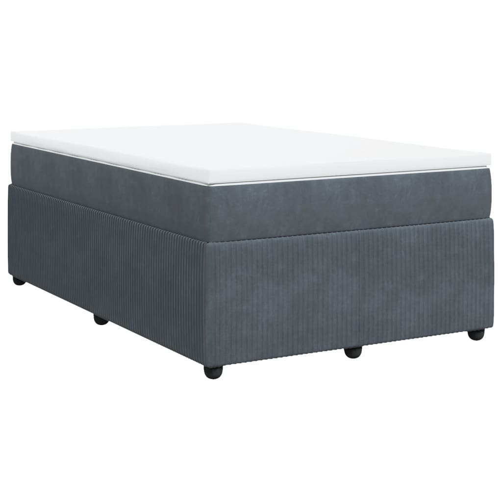 Lit à sommier tapissier avec matelas gris foncé 120x190 cm velours