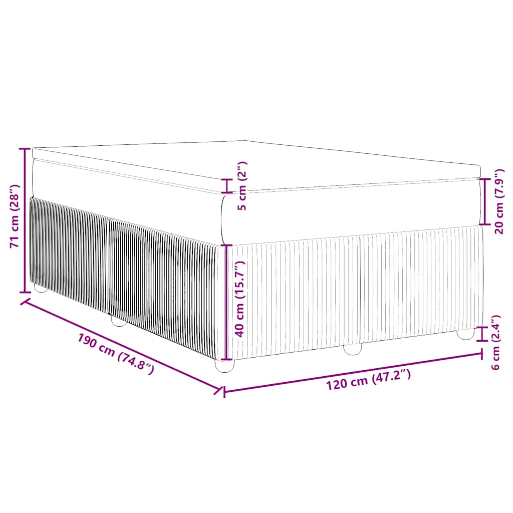 Boxspringbett mit Matratze Dunkelgrau 120x190 cm Samt
