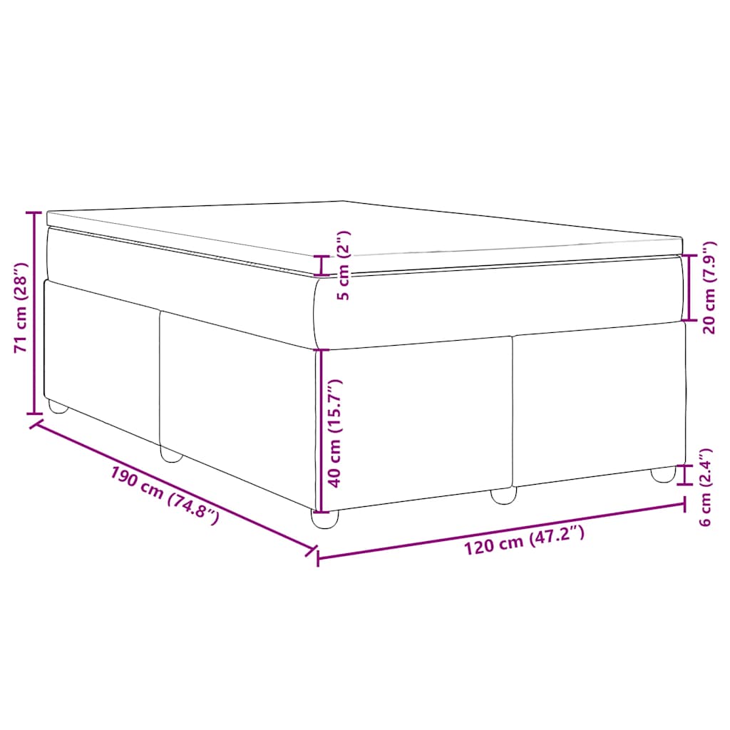 Boxspringbett mit Matratze Dunkelblau 120x190 cm Samt
