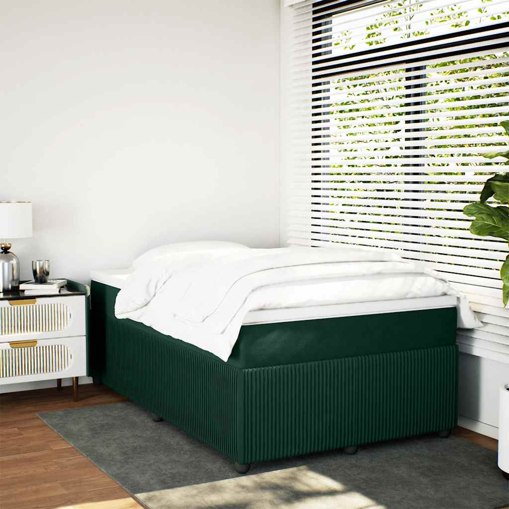 Boxspringbett mit Matratze Dunkelgrün 120x200 cm Samt