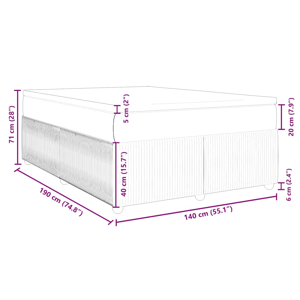 Boxspringbett mit Matratze Dunkelgrau 140x190 cm Samt
