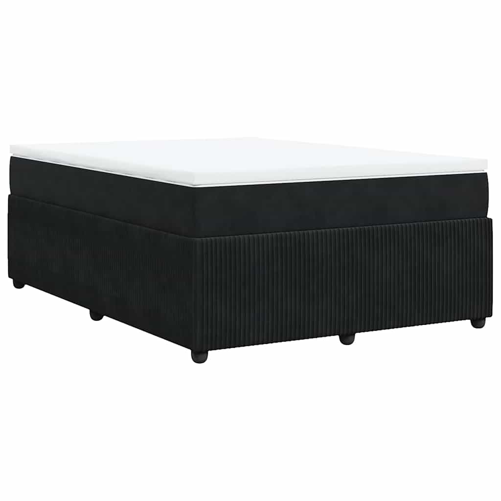 Boxspringbett mit Matratze Schwarz 140x190 cm Samt