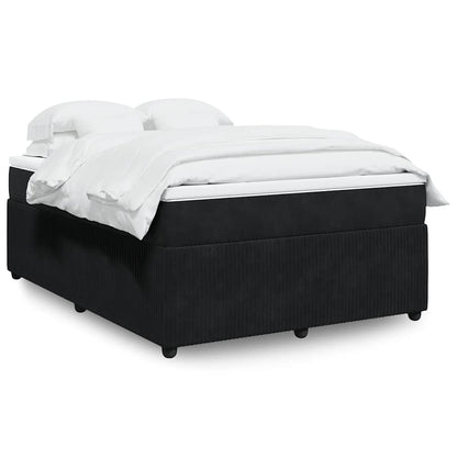 Boxspringbett mit Matratze Schwarz 140x190 cm Samt
