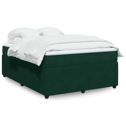 Boxspringbett mit Matratze Dunkelgrün 140x190 cm Samt
