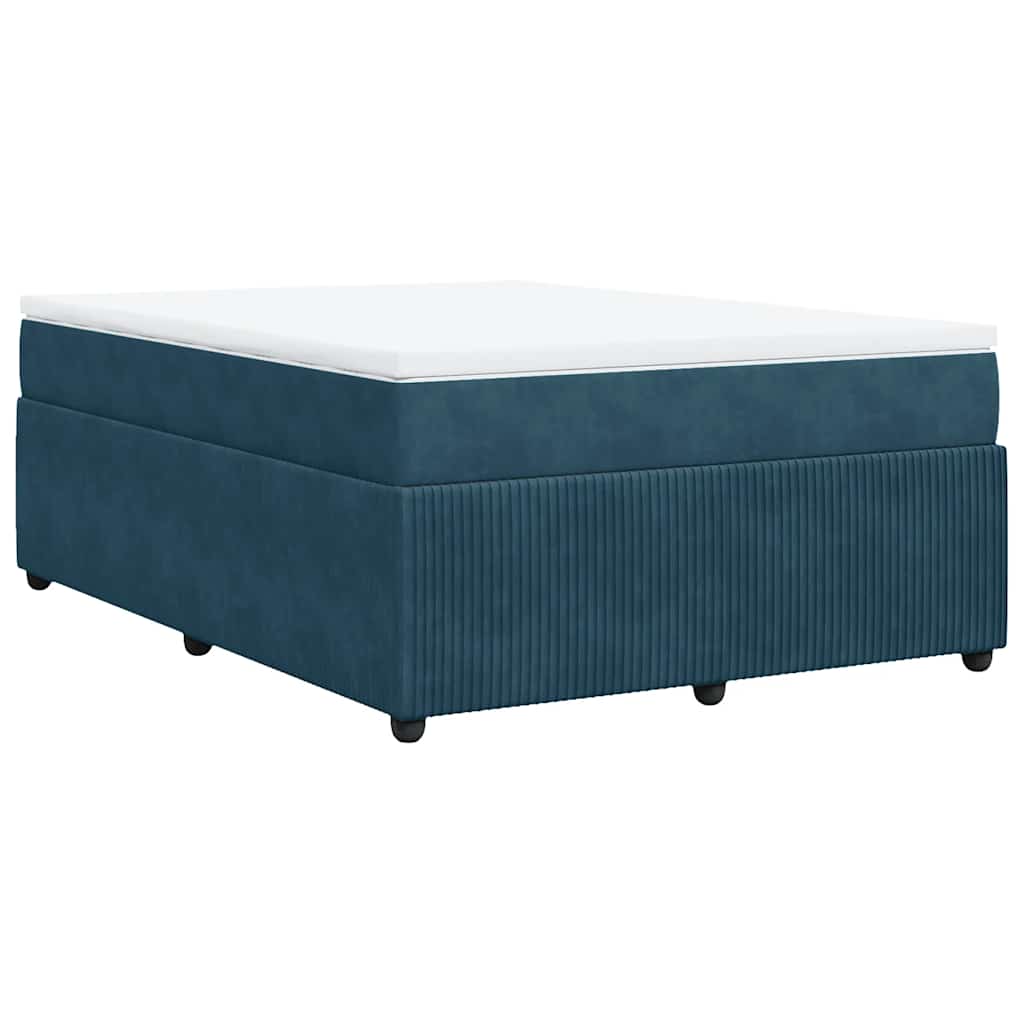 Boxspringbett mit Matratze Dunkelblau 140x190 cm Samt