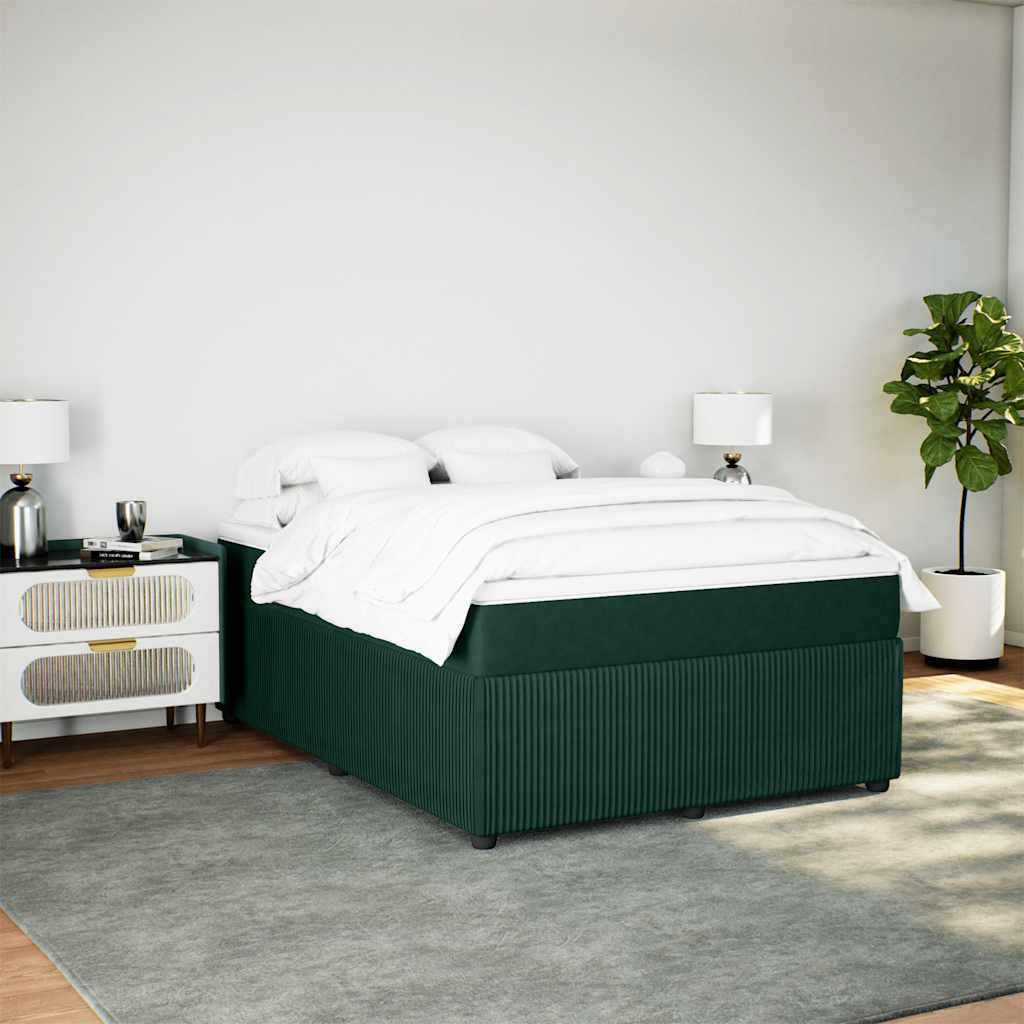 Boxspringbett mit Matratze Dunkelgrün 140x200 cm Samt