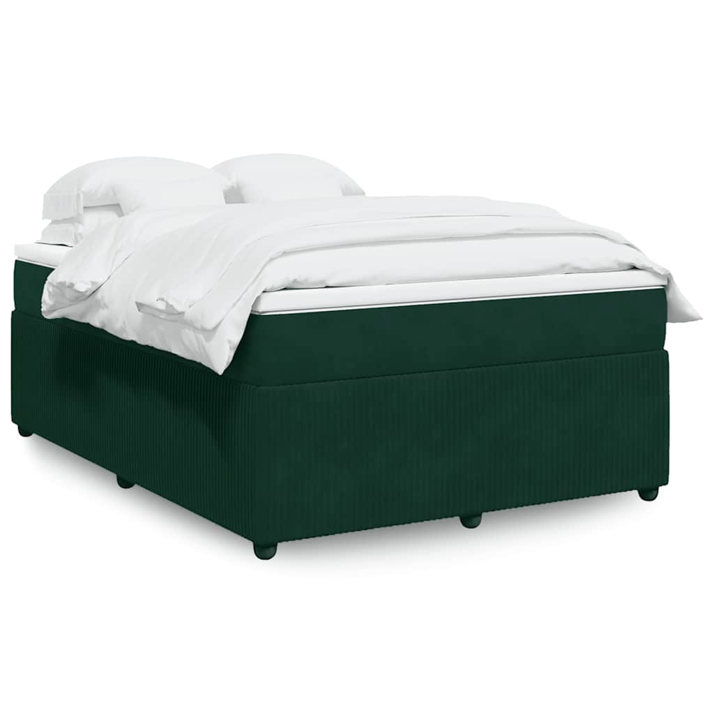 Boxspringbett mit Matratze Dunkelgrün 140x200 cm Samt
