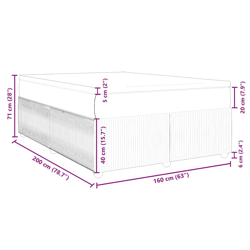 Boxspringbett mit Matratze Hellgrau 160x200 cm Samt