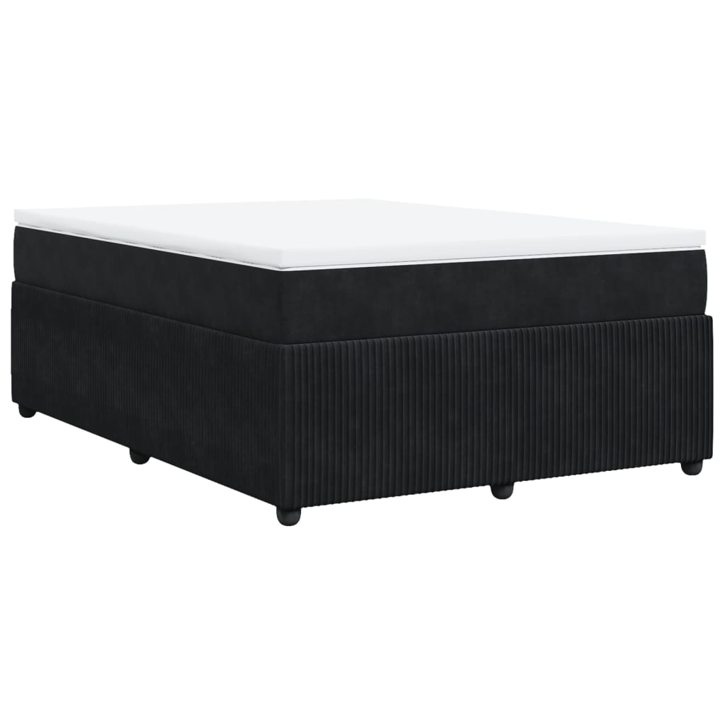 Box spring bed with mattress black 160x200 cm velvet