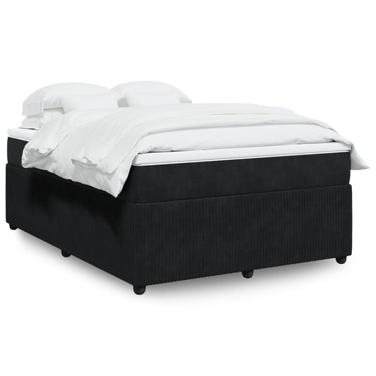 Box spring bed with mattress black 160x200 cm velvet