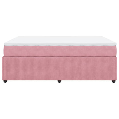 Boxspringbett mit Matratze Rosa 160x200 cm Samt