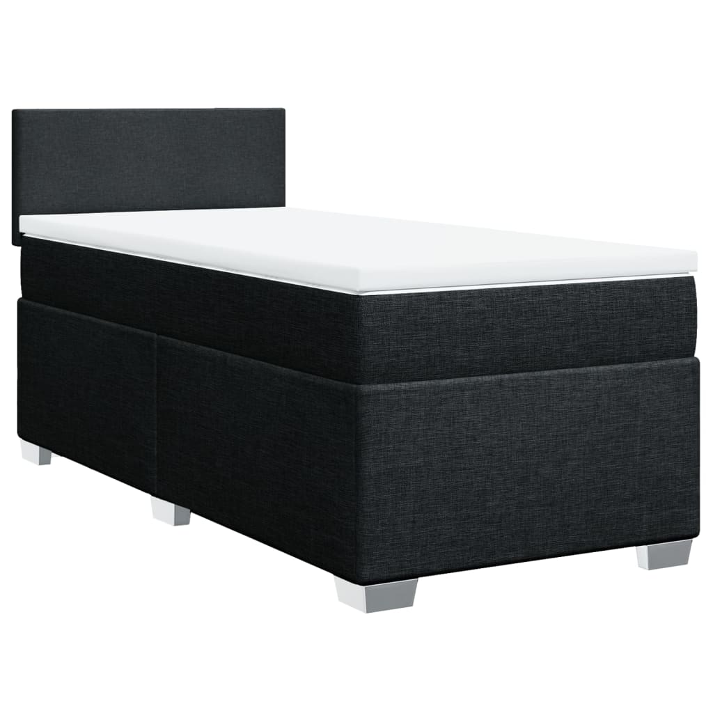 Lit à sommier tapissier avec matelas tissu noir 80x200 cm