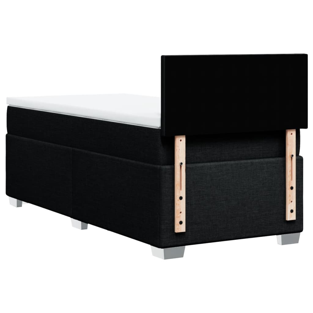Lit à sommier tapissier avec matelas tissu noir 80x200 cm