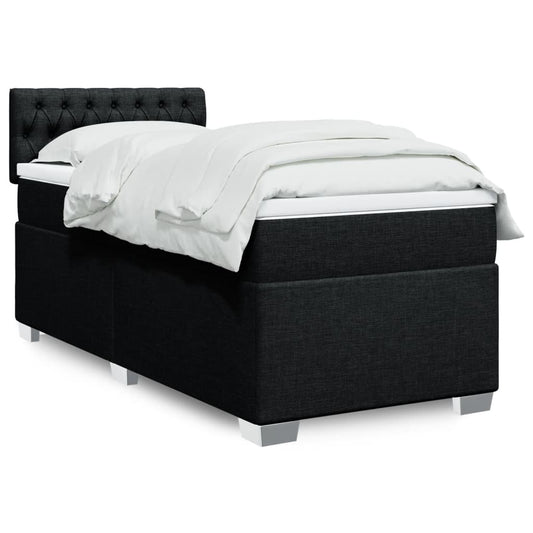 Lit à sommier tapissier avec matelas tissu noir 80x200 cm