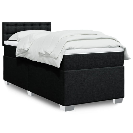 Lit à sommier tapissier avec matelas tissu noir 80x200 cm