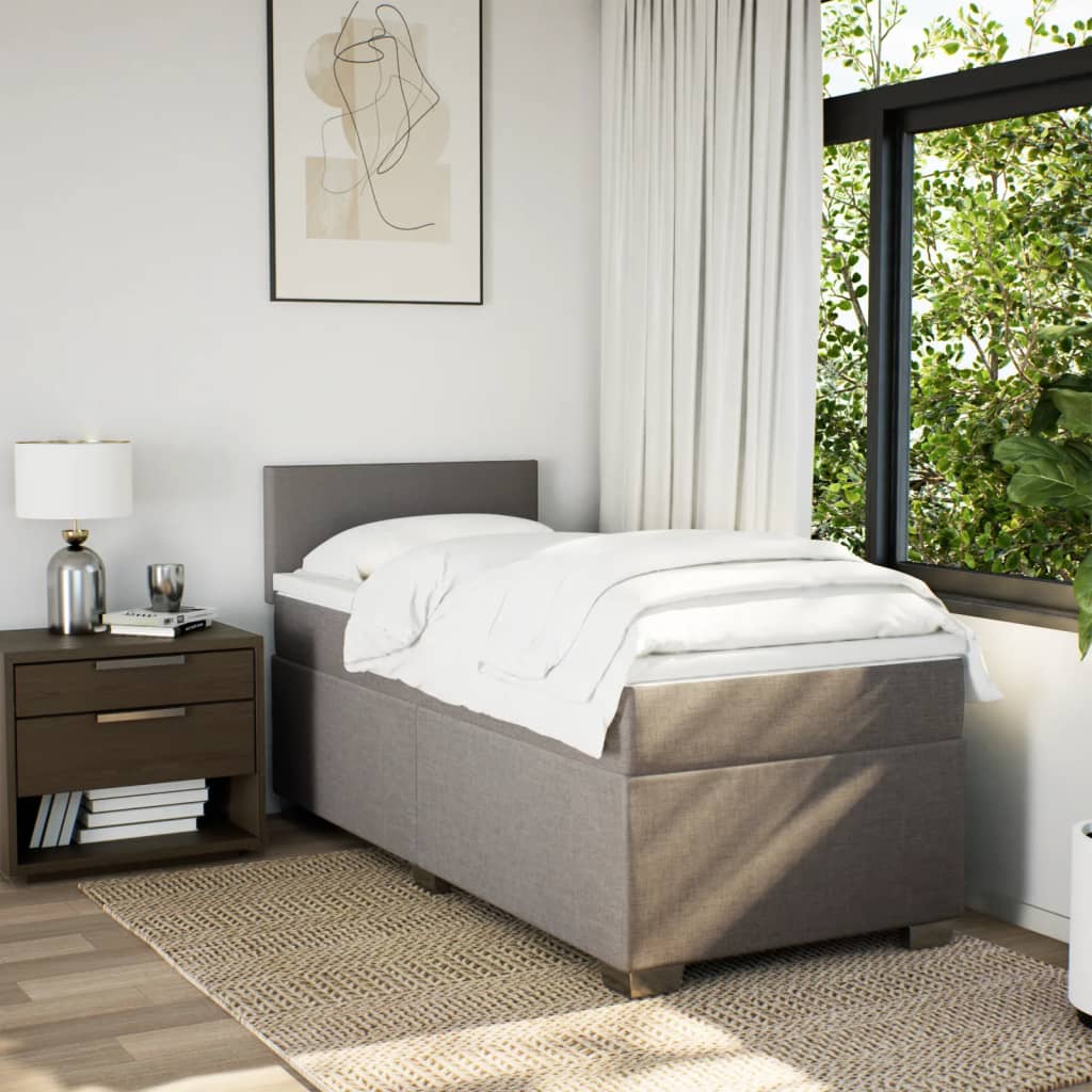 Box spring bed with mattress taupe 90x190 cm fabric