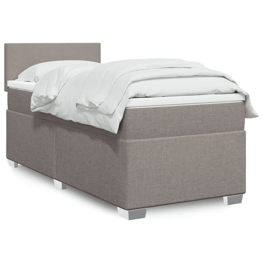Box spring bed with mattress taupe 90x190 cm fabric