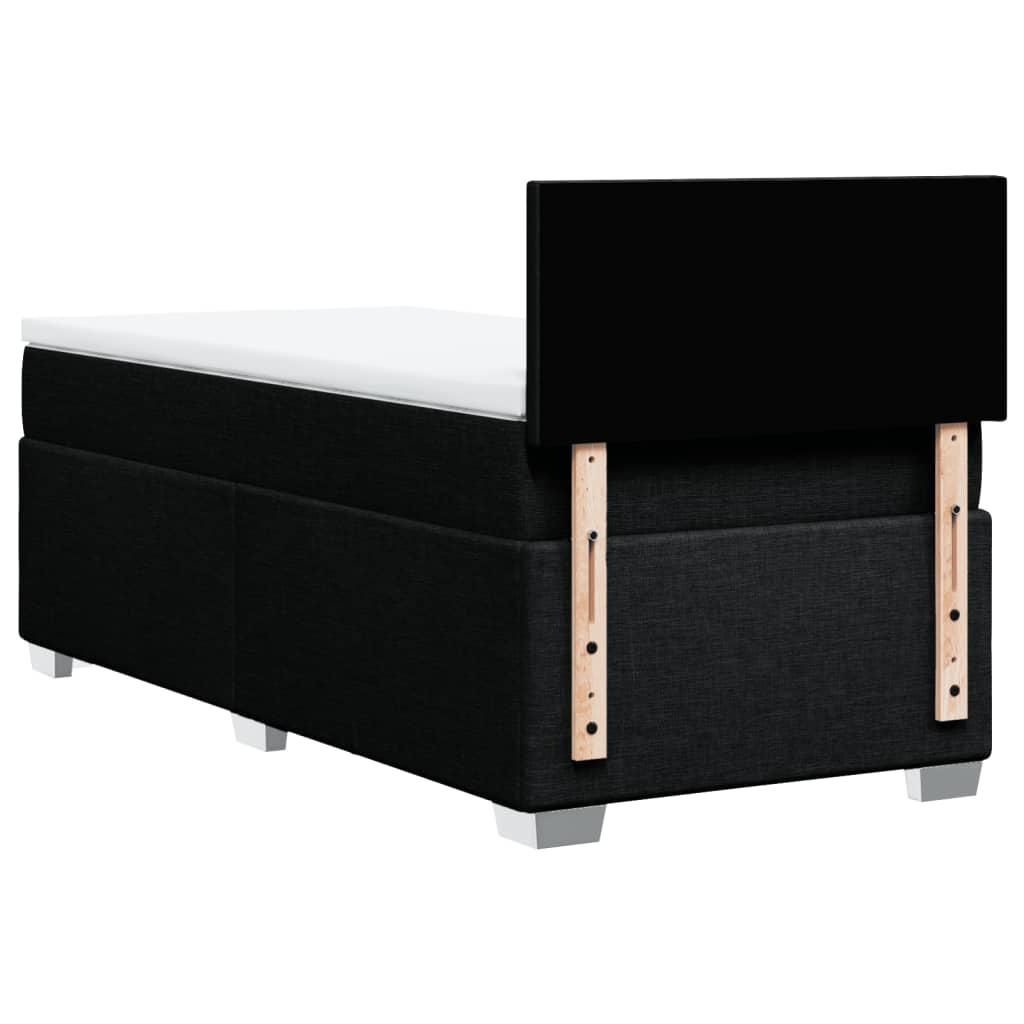 Lit à sommier tapissier avec matelas tissu noir 90x200 cm