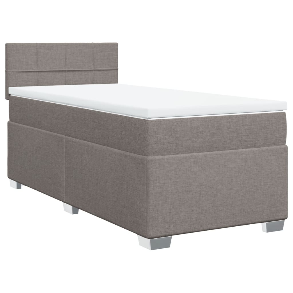 Lit sommier tapissier avec matelas tissu taupe 90x200 cm