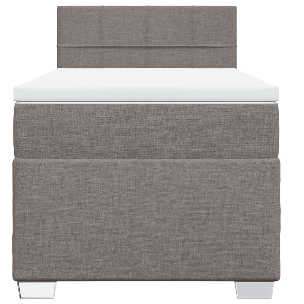 Lit sommier tapissier avec matelas tissu taupe 90x200 cm