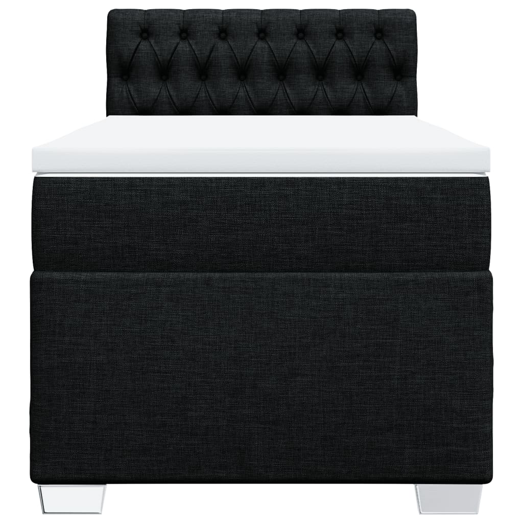Lit à sommier tapissier avec matelas tissu noir 90x200 cm