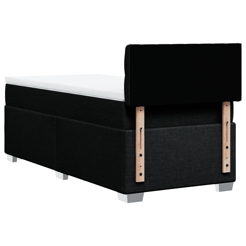 Lit à sommier tapissier avec matelas tissu noir 90x200 cm