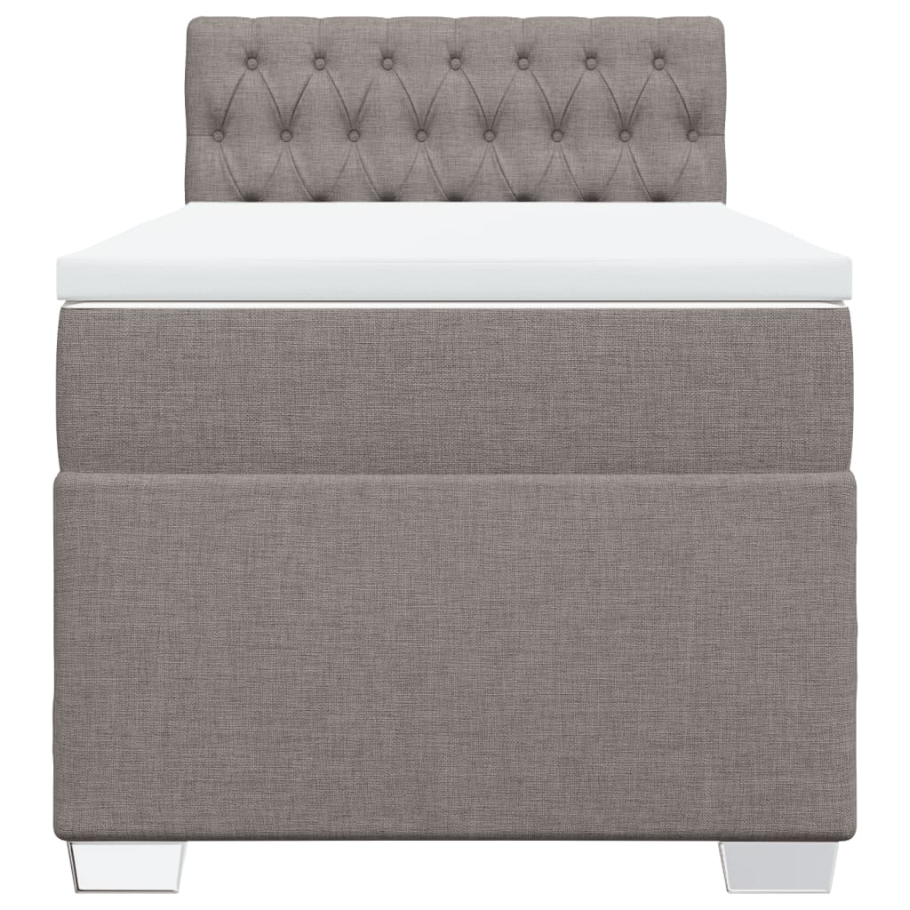 Lit sommier tapissier avec matelas tissu taupe 90x200 cm
