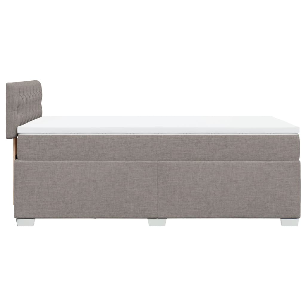 Lit sommier tapissier avec matelas tissu taupe 90x200 cm