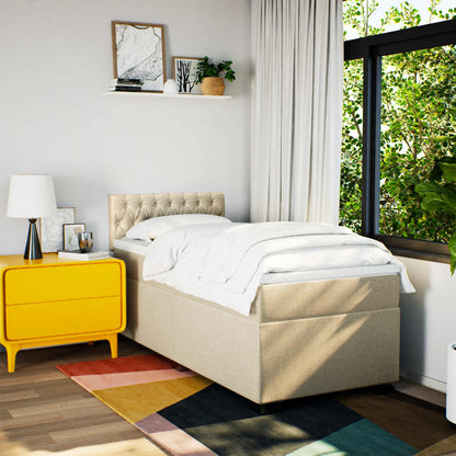 Boxspringbett mit Matratze Creme 90x200 cm Stoff