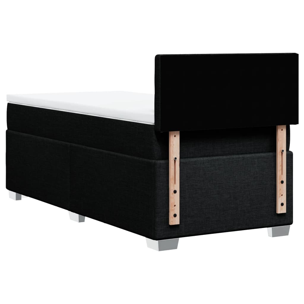 Lit à sommier tapissier avec matelas tissu noir 90x200 cm