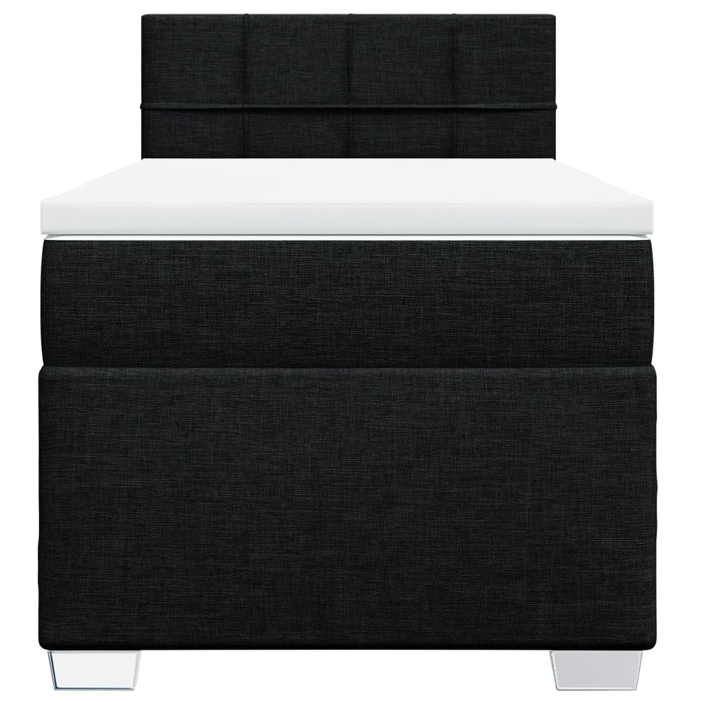 Lit à sommier tapissier avec matelas tissu noir 100x200 cm