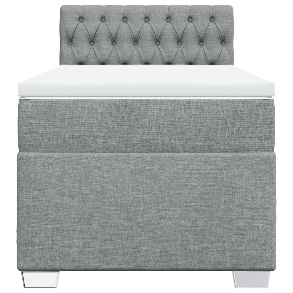 Boxspringbett mit Matratze Hellgrau 100x200 cm Stoff